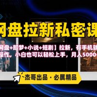 《网盘拉新私密课》第三期躺赚玩法，【网盘+即梦+小说+短剧】拉新，有手机就能操作，小白也可以轻松上手，月入5000+